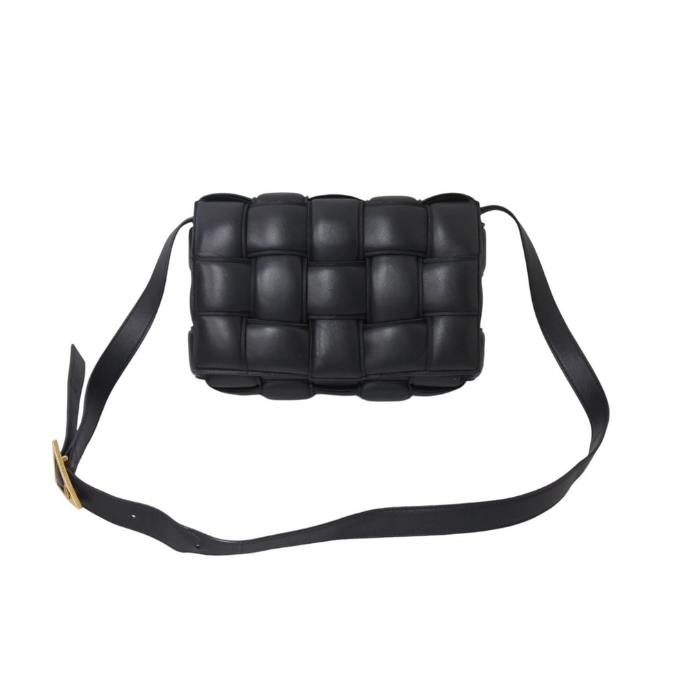 BOTTEGA VENETA Padded Cassette Shoulder Bag Black Lamb Leather
